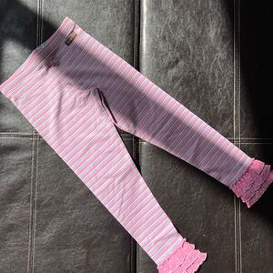 NWOT Matilda Jane Pink and Blue Striped Leggings with Ruffle Hem
